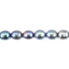 Freshwater cultured pearl, blue, olive, 8-9mm x 36cm