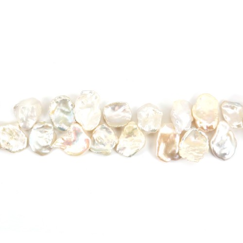 Perla coltivata d'acqua dolce, bianca, petalo di keshi, 14-16 mm x 40 cm