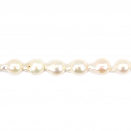 Freshwater cultured pearl, white, baroque drop, 6-7mm x 36cm
