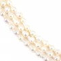 Freshwater cultured pearl, white, baroque drop, 6-7mm x 36cm