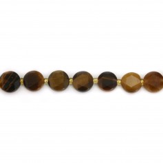 Tiger eye round flat faceted 8mm x 2pcs