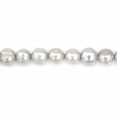 Perle coltivate d'acqua dolce, grigie, ovali, 8-9 mm x 37 cm