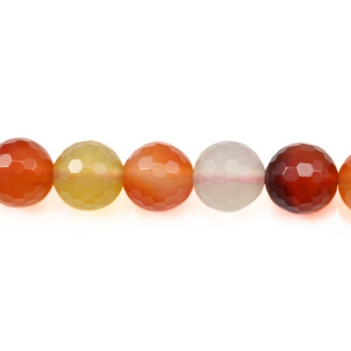 Carnelian, round faceted, 8mm x 38cm