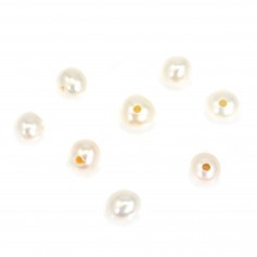 Freshwater cultured pearl, white, oval 7-8mm x 2pcs