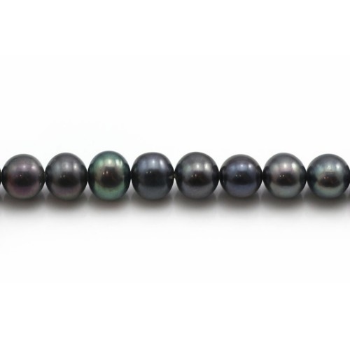 Perlas cultivadas de agua dulce, azul oscuro, redondas, 6-7mm x 4pcs
