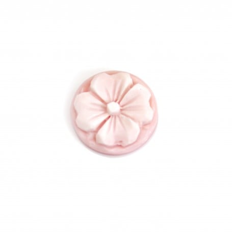 Cabochon Cameo Conque rosa rund Blume 14mm x 1St