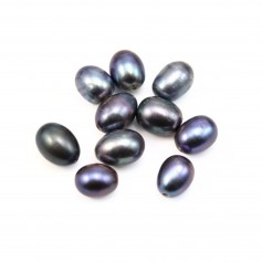 Perla coltivata d'acqua dolce, blu scuro, oliva, 7-8 mm x 1 pz
