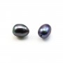 Grey violet oval freshwater pearl 7-8x9-11mm with large drilling 1.0mm x 10pcs