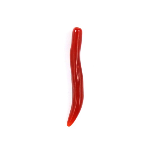 Natural Red Coral Horn half drilled 25-30mm x 1pc
