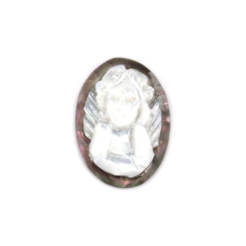 Cabochon Cameo Mother-of-pearl oval angel 10x14mm x 1pc