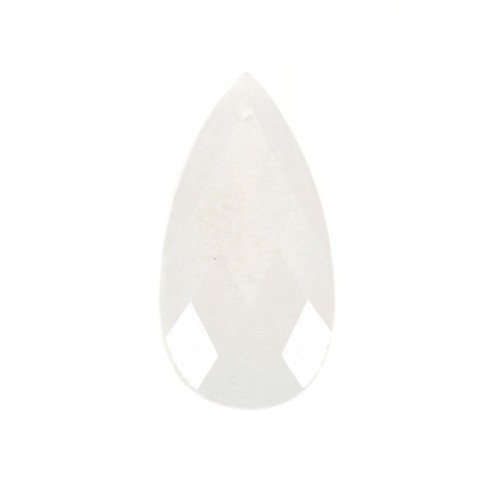 Pendentif Jade blanc goutte facetté 13x25mm x 1pc