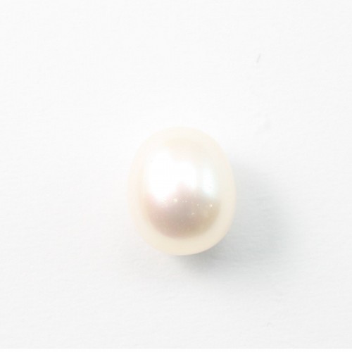 Freshwater cultured pearl, half drilledwhite, olive, 11mm x 1pc