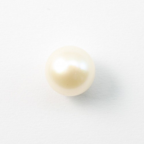 Perla cultivada de agua dulce, semiperforada, blanca, redonda, 11-12mm x 1ud