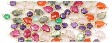 Gemstones set in silver or golden silver
